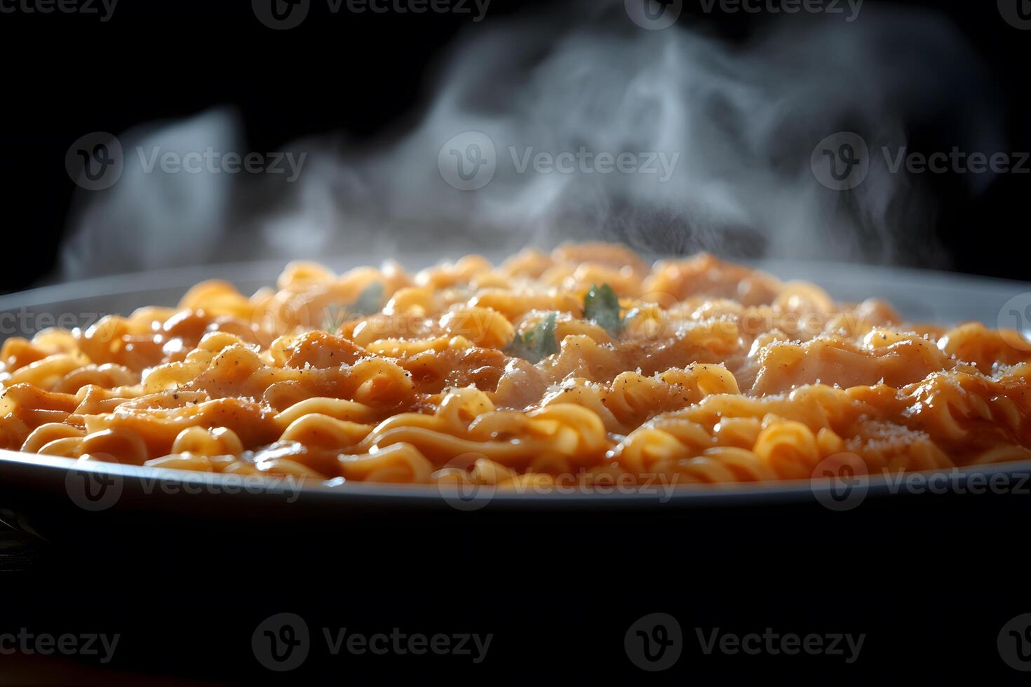 Steaming Plate of Freshly Prepared Pasta with Sauce and Herbs for Culinary Inspiration photo
