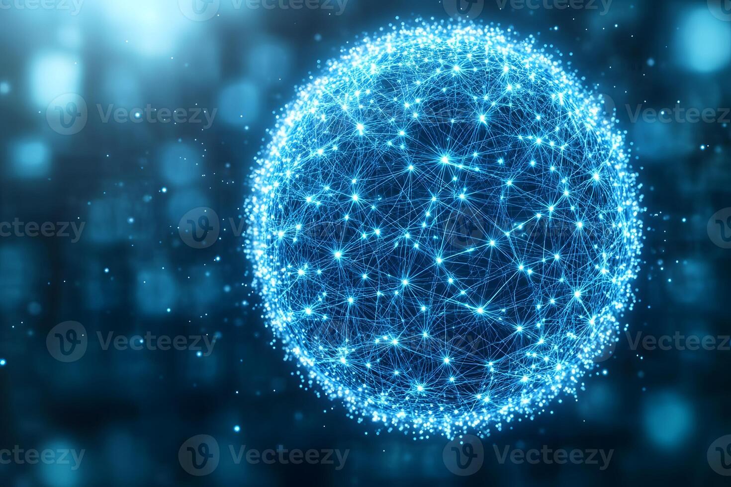 Digital Network Sphere with Glowing Connections - Abstract Technology Background for Innovation Design photo