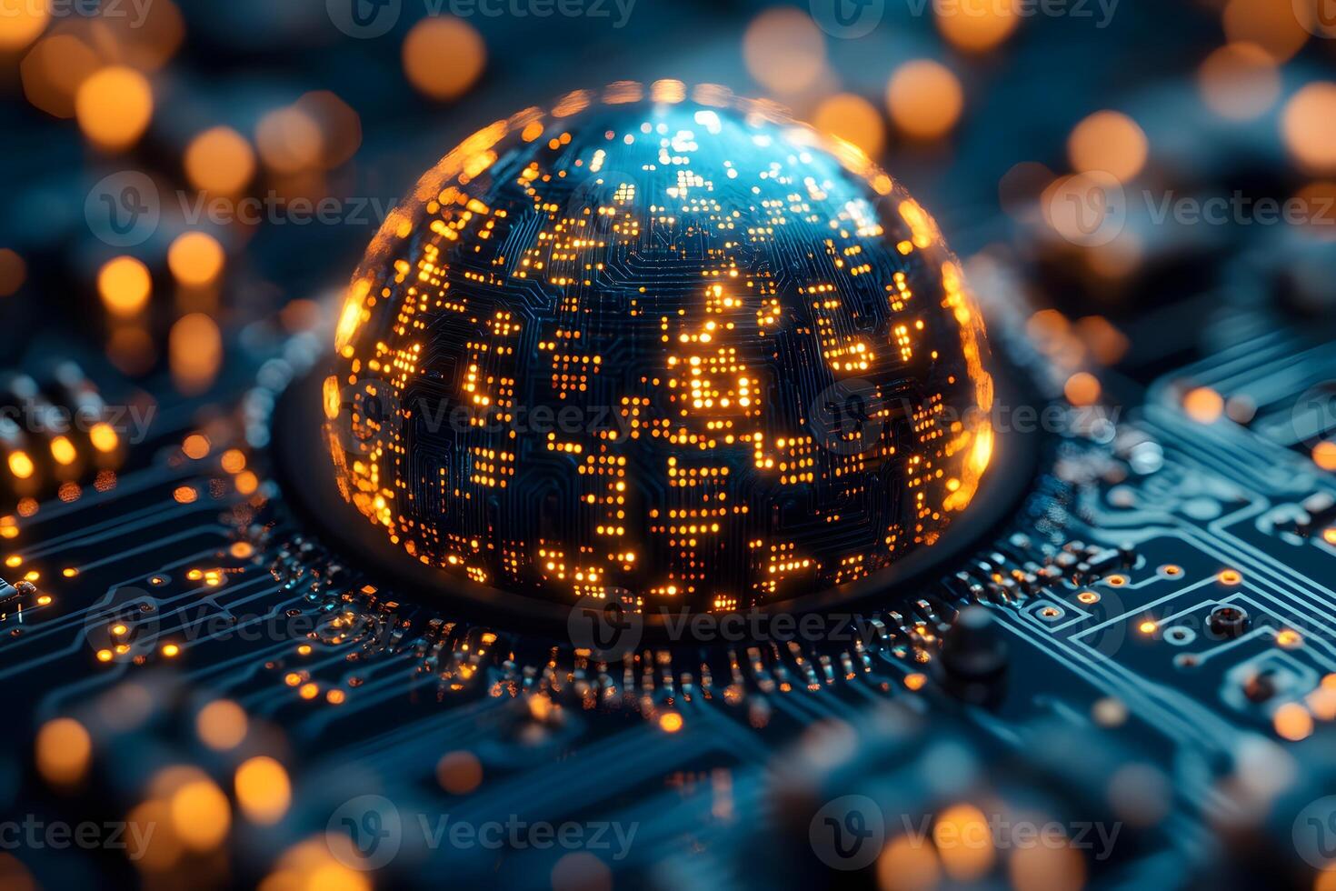 Futuristic Technology Dome Illuminated Circuit Innovation Background for Digital Design photo