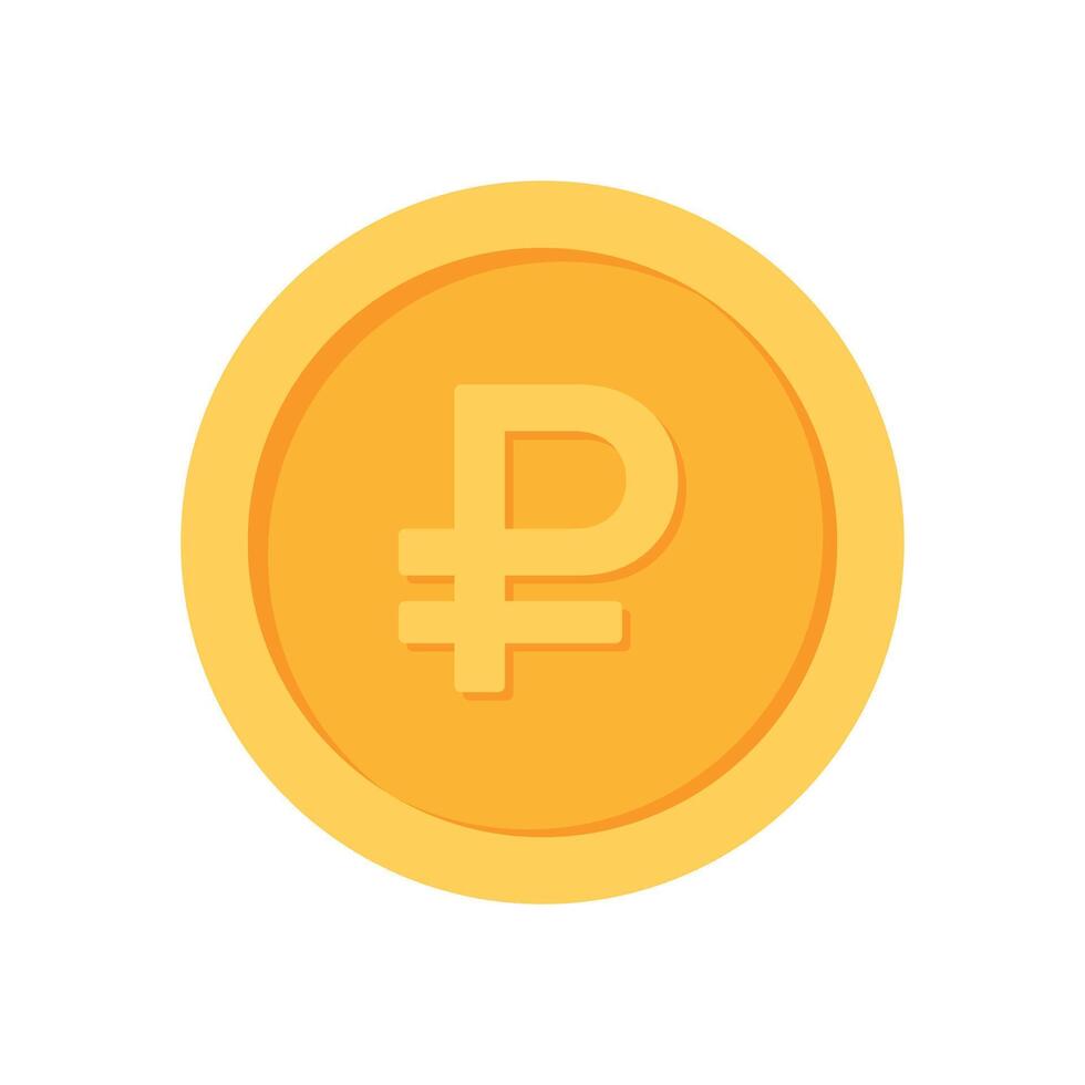 Russian Rubel Gold currency coin flat icon design illustrations vector