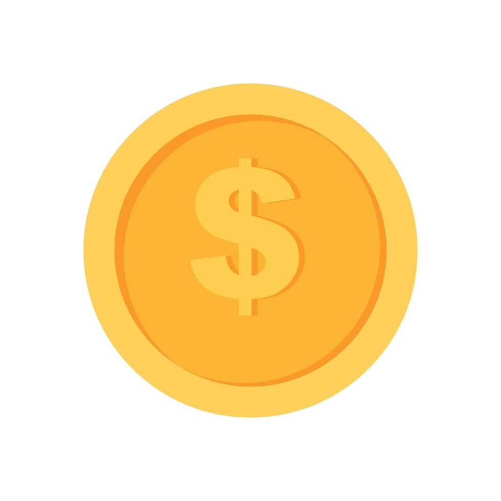 US Dollar Gold currency coin flat icon design illustrations vector