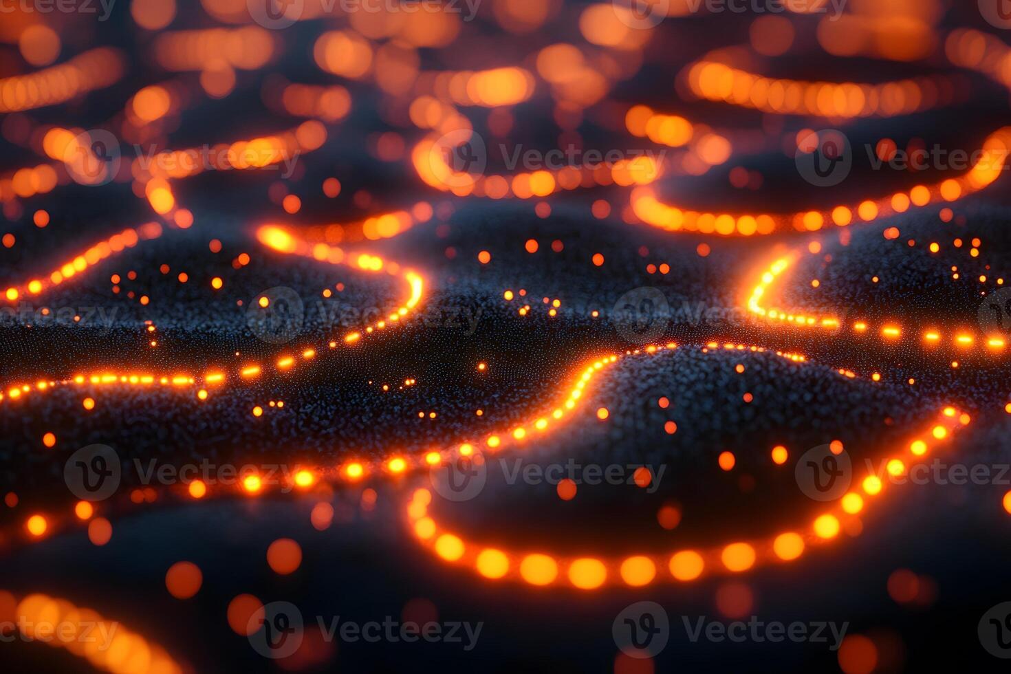 Glowing Abstract Pattern with Orange LED Lights on Dark Surface for Modern Design photo