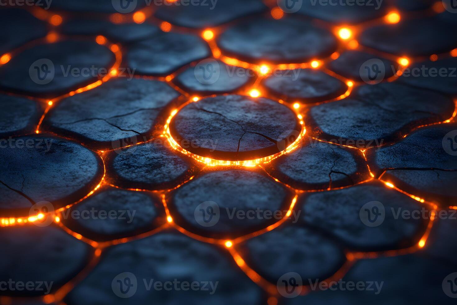 Abstract Lava Texture with Glowing Cracks for Background Design photo