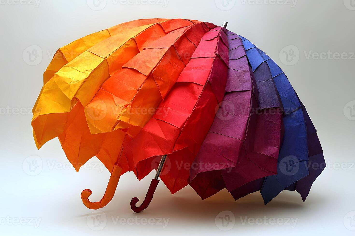 Vibrant Colorful Origami Umbrellas with Gradient Design for Creative Decor photo