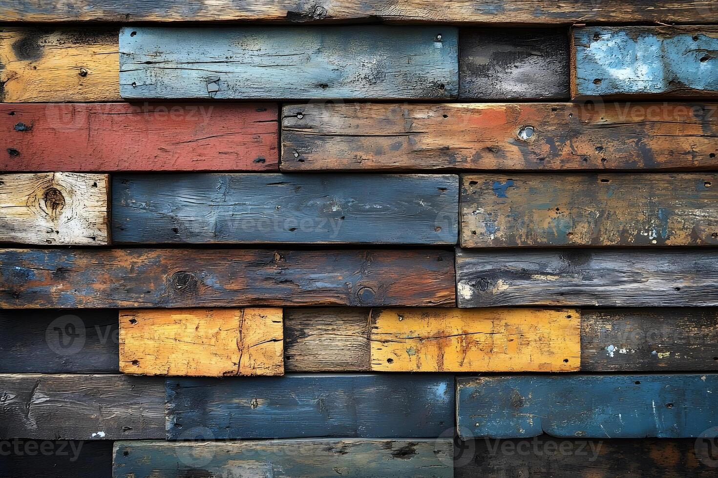 Rustic Multicolored Wooden Plank Wall Texture for Design and Background Use photo