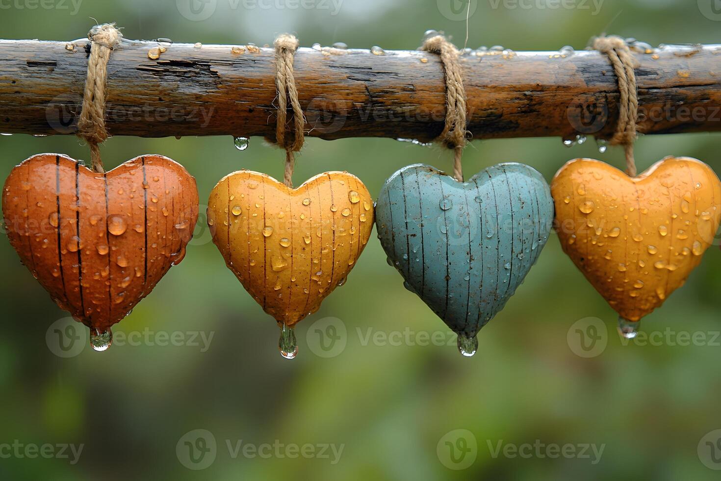 Rain-Kissed Heart Decorations Rustic Charm for Home and Garden Design photo