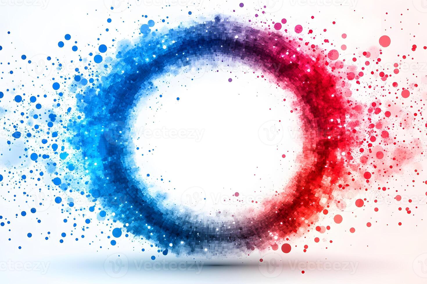 Abstract Circular Design with Blue and Red Splatter for Modern Art Prints photo