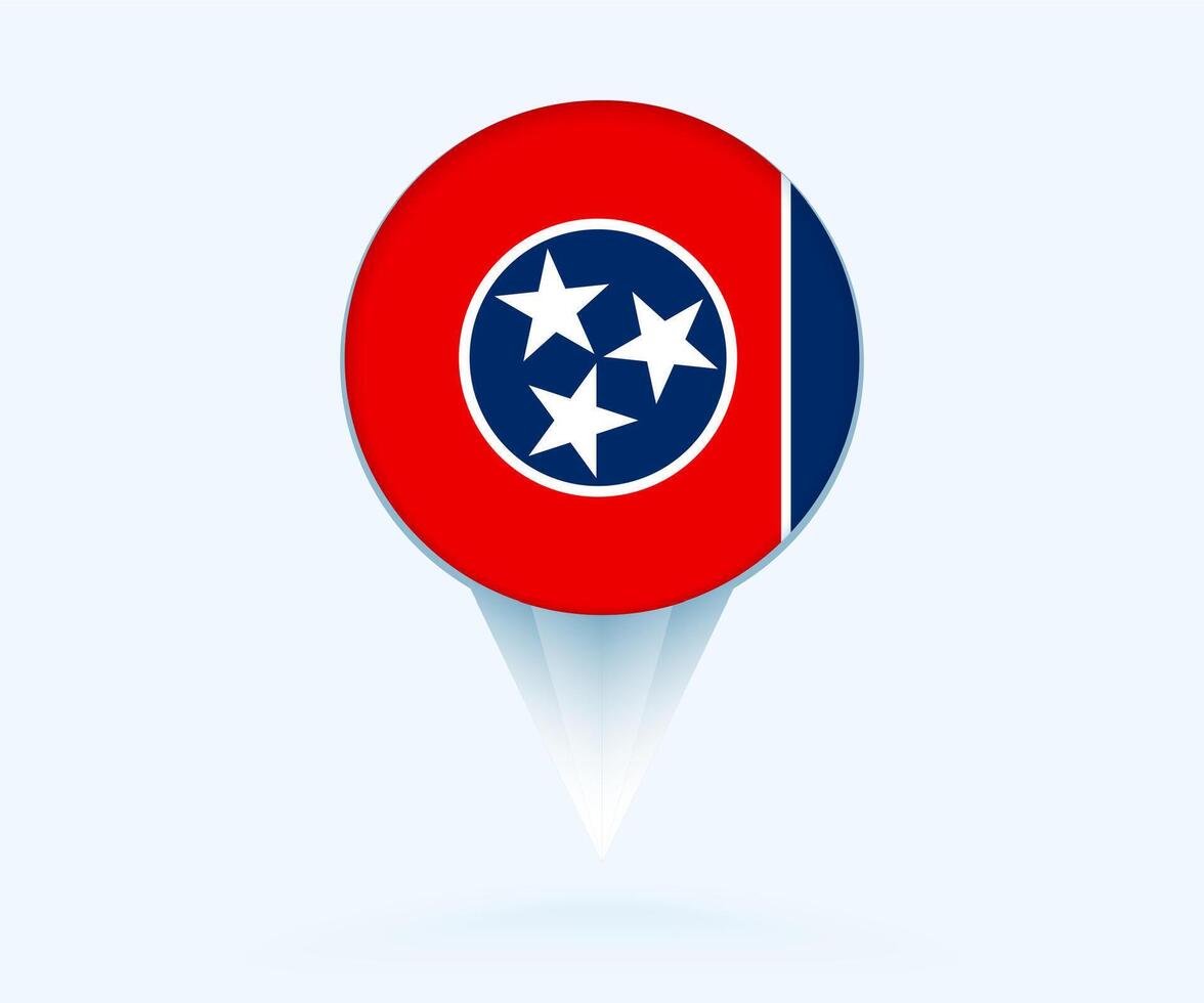 Map pointer with flag of Tennessee. vector