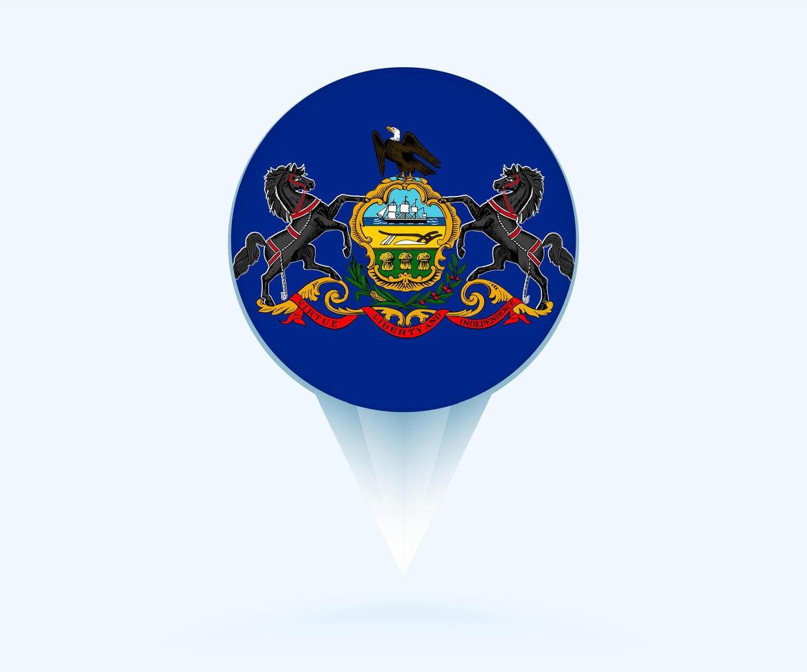 Map pointer with flag of Pennsylvania. vector