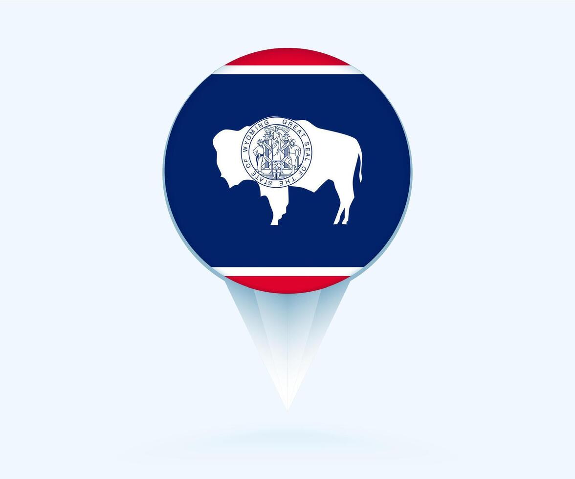 Map pointer with flag of Wyoming. vector