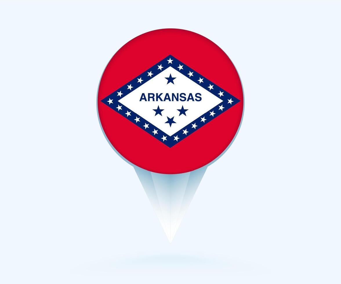 Map pointer with flag of Arkansas. vector