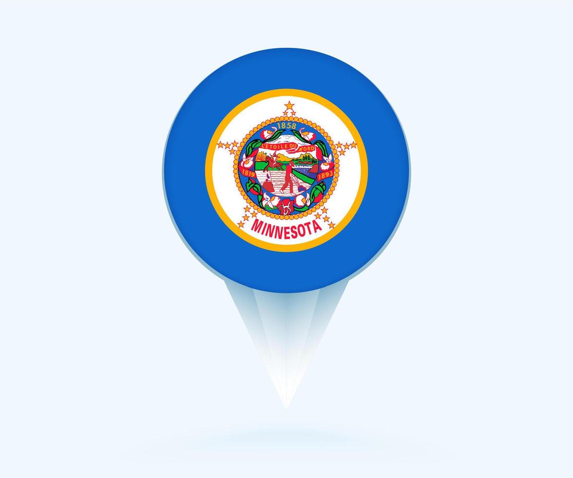 Map pointer with flag of Minnesota. vector