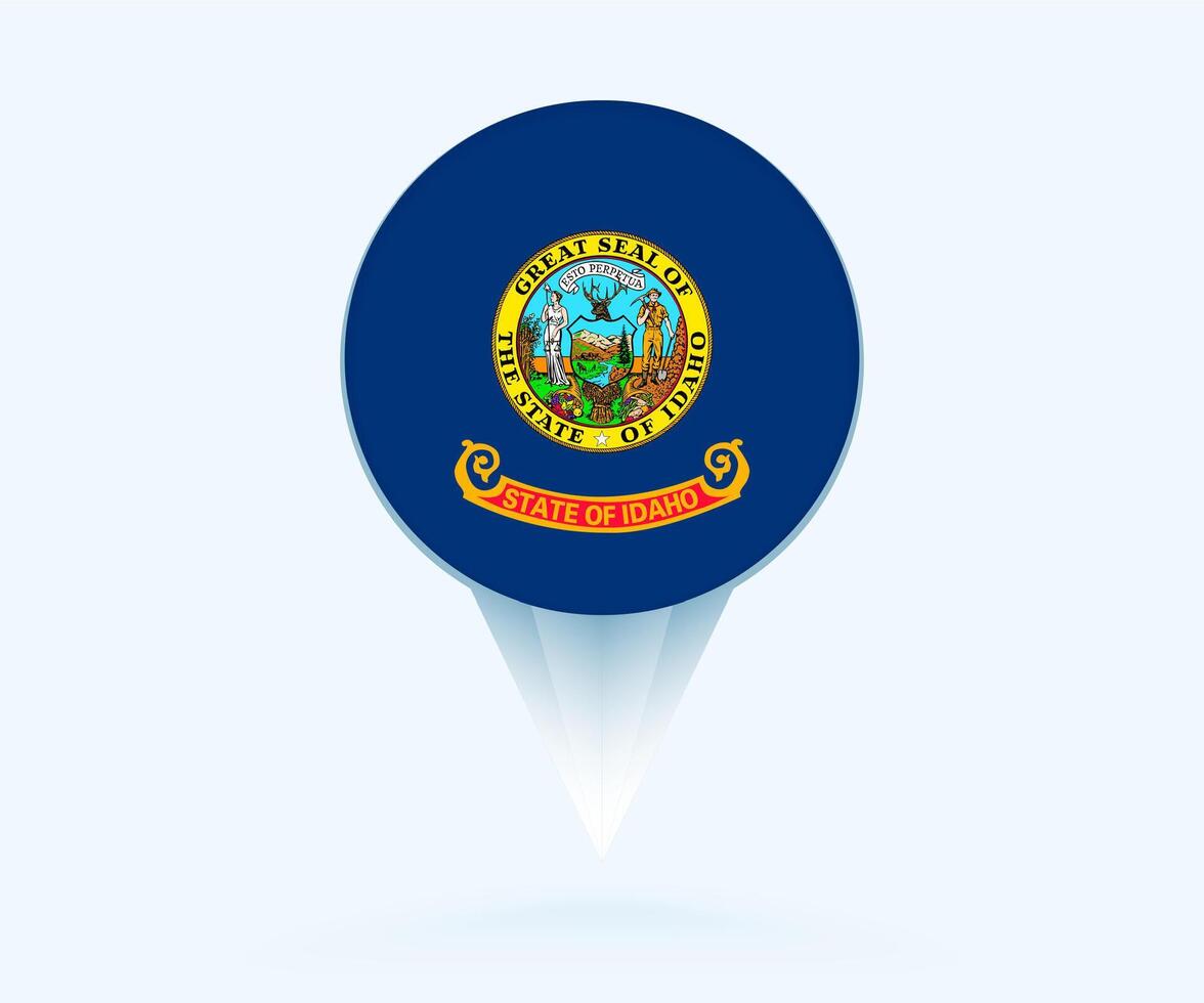 Map pointer with flag of Idaho. vector