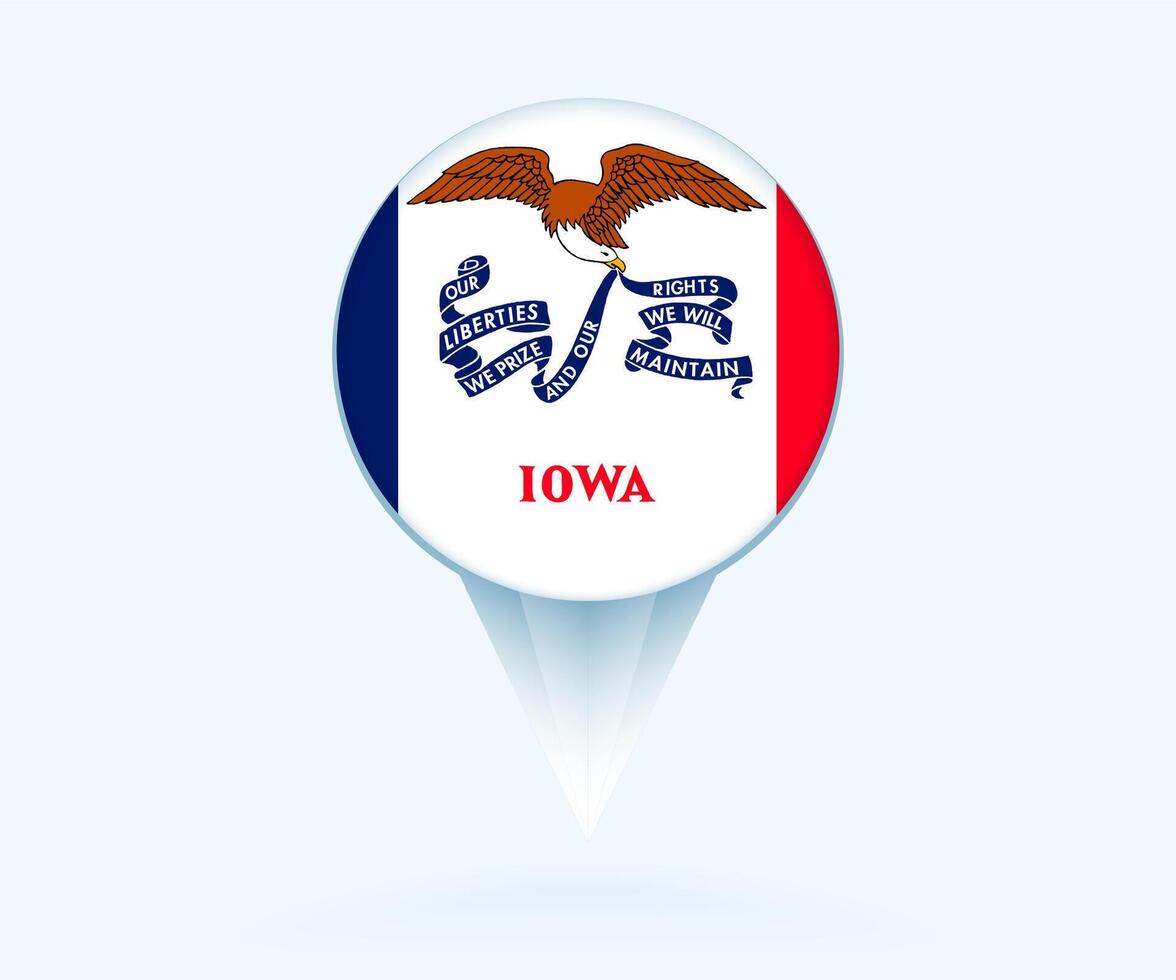 Map pointer with flag of Iowa. vector