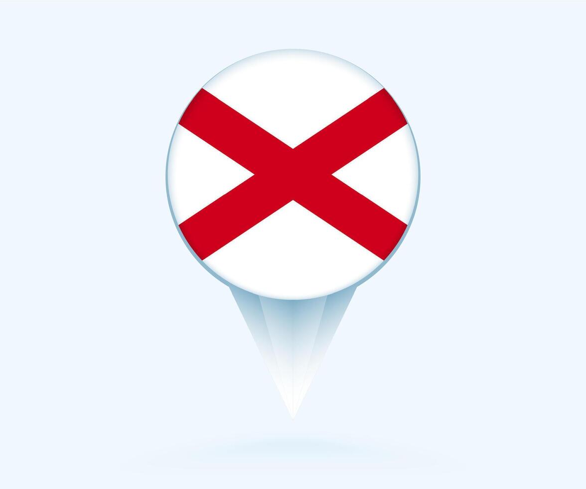 Map pointer with flag of Alabama. vector