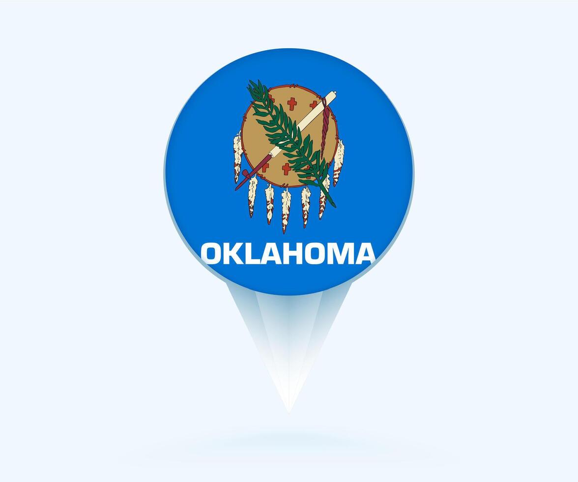 Map pointer with flag of Oklahoma. vector