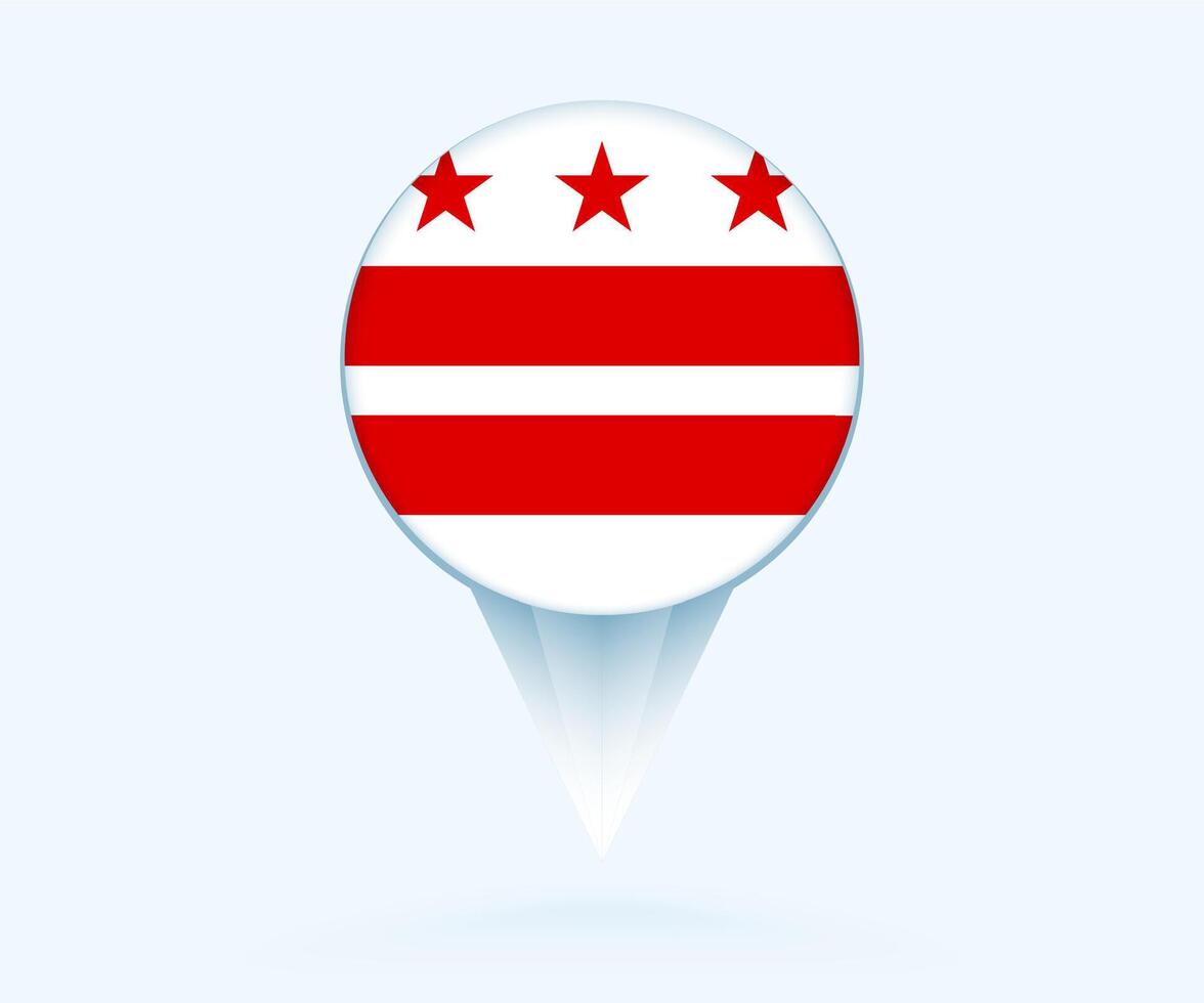 Map pointer with flag of District of Columbia. vector