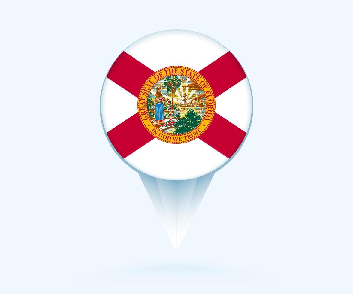 Map pointer with flag of Florida. vector