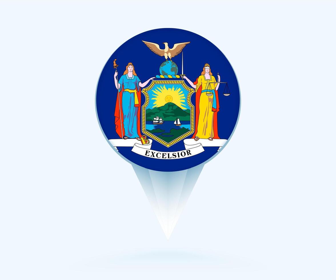 Map pointer with flag of New York. vector
