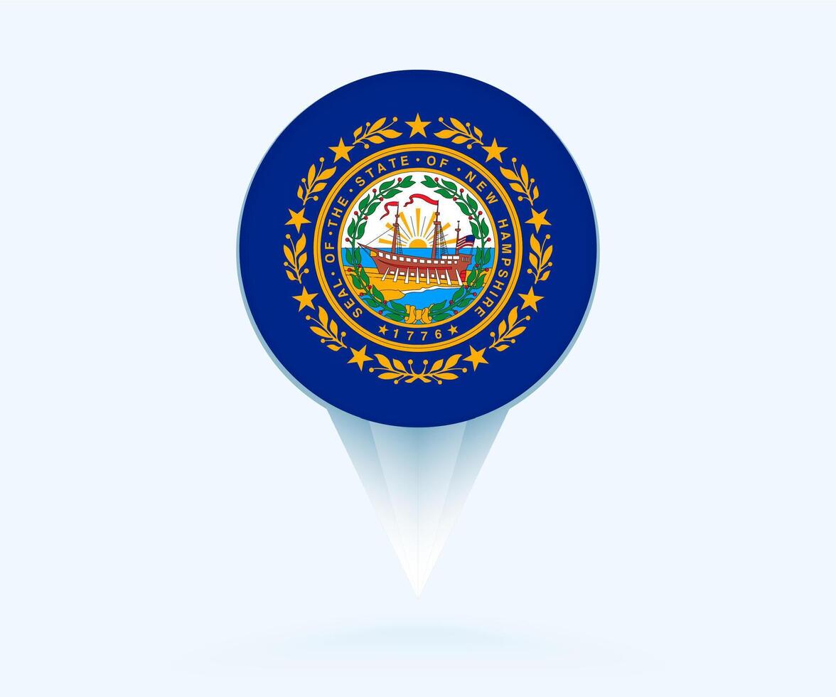 Map pointer with flag of New Hampshire. vector