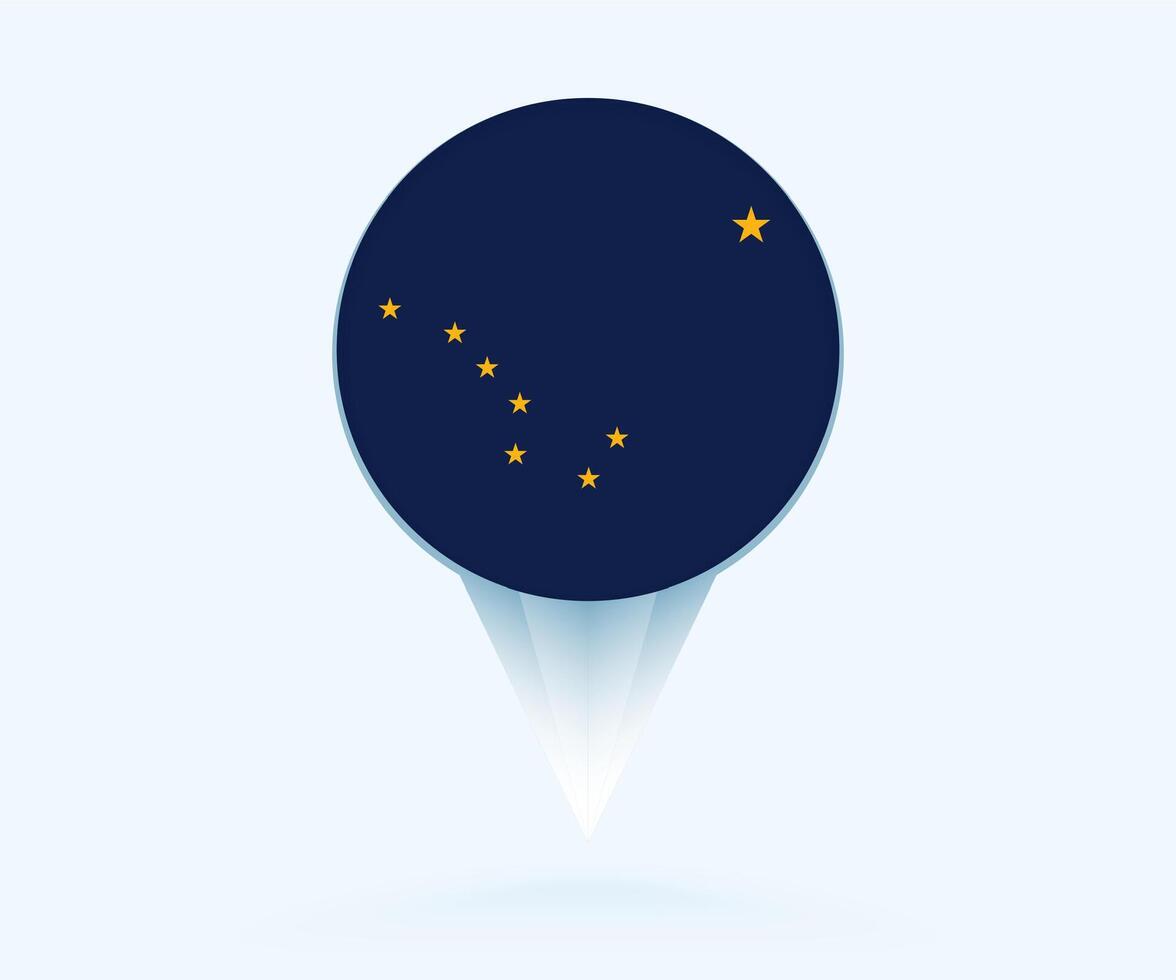 Map pointer with flag of Alaska. vector