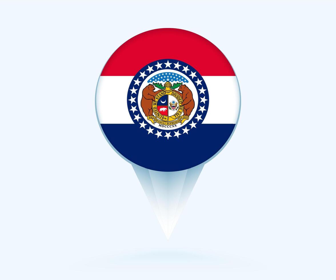 Map pointer with flag of Missouri. vector