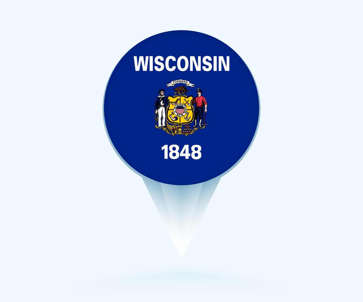 Map pointer with flag of Wisconsin. vector