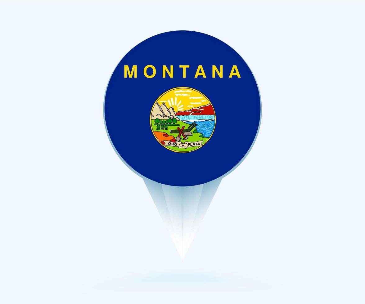 Map pointer with flag of Montana. vector
