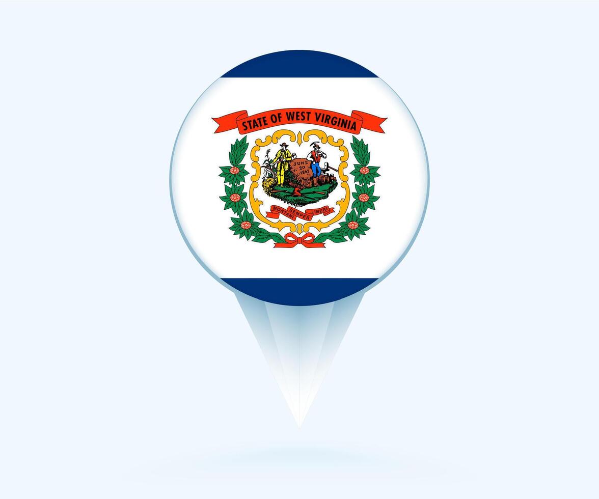 Map pointer with flag of West Virginia. vector
