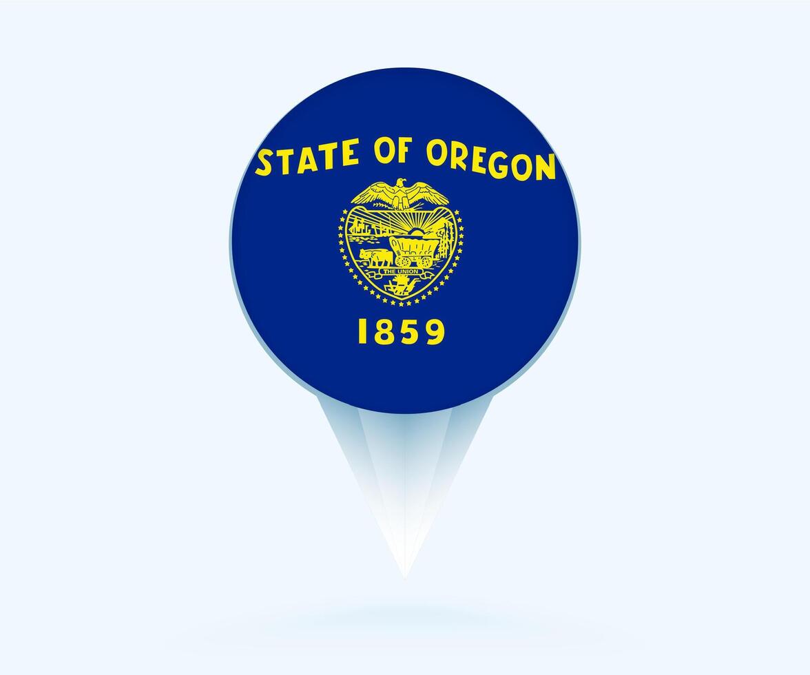 Map pointer with flag of Oregon. vector