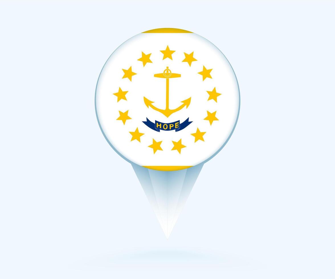 Map pointer with flag of Rhode Island. vector