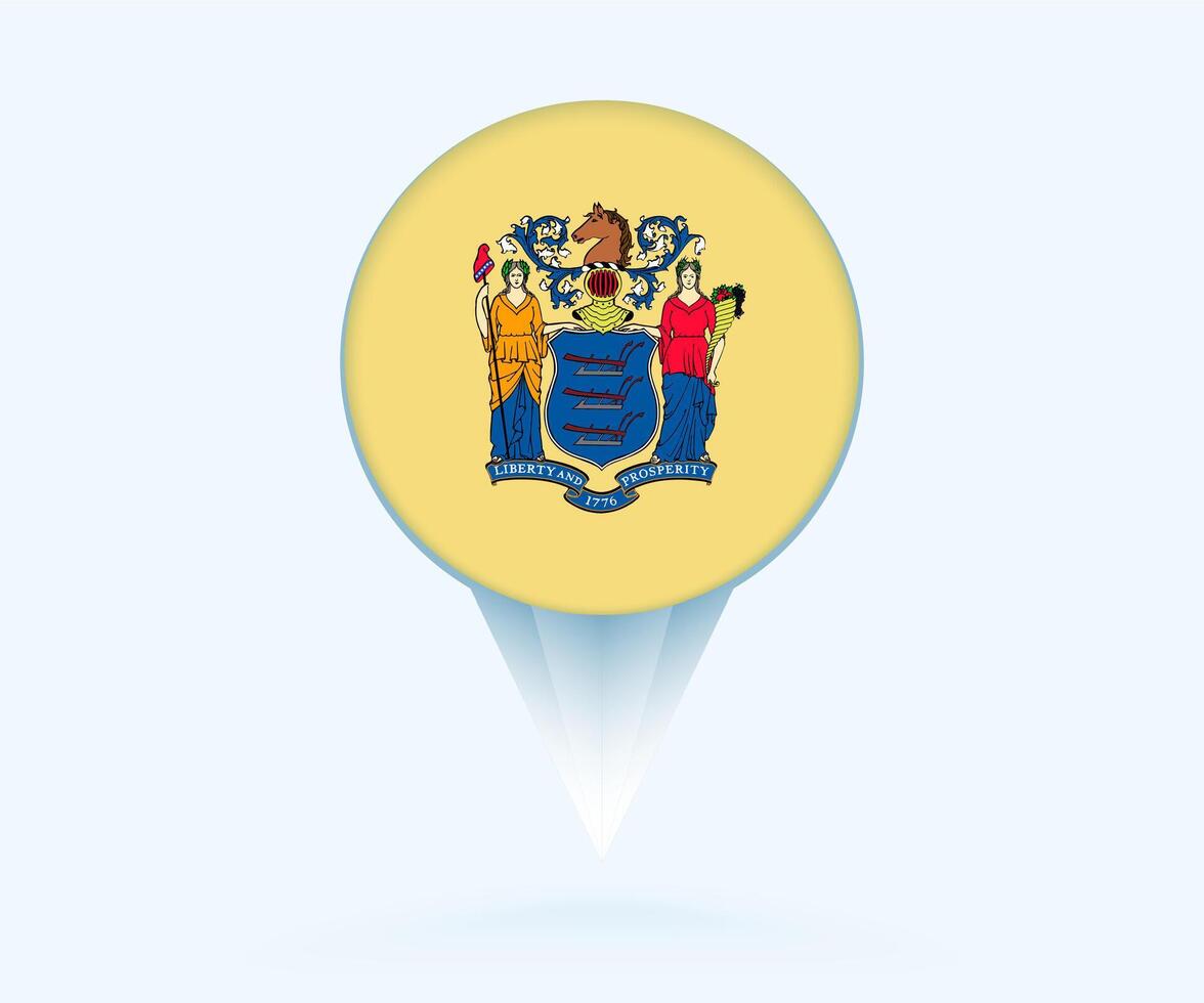 Map pointer with flag of New Jersey. vector