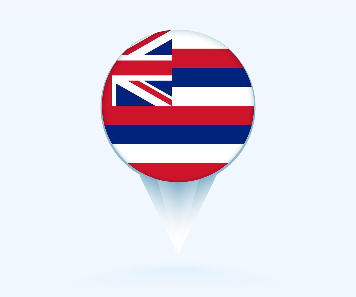 Map pointer with flag of Hawaii. vector