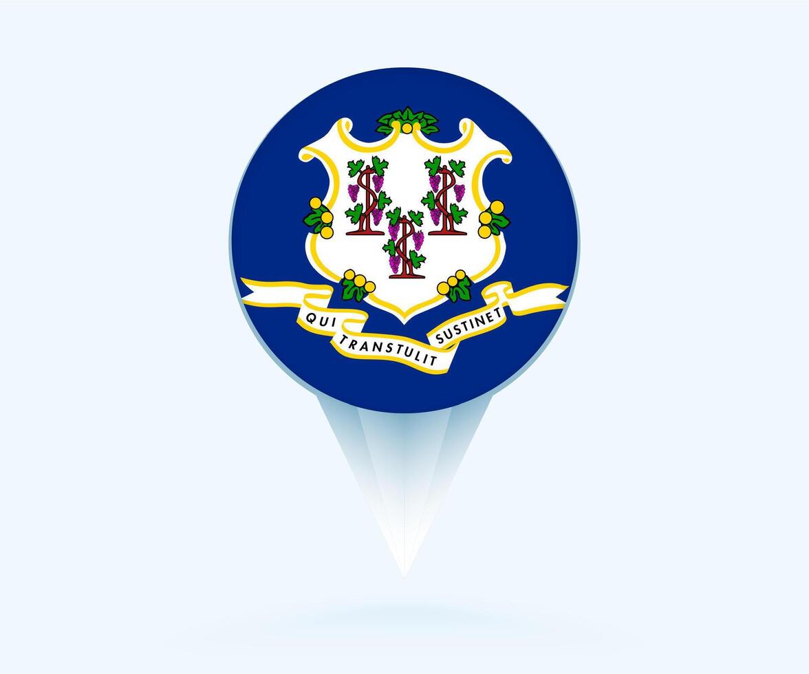 Map pointer with flag of Connecticut. vector