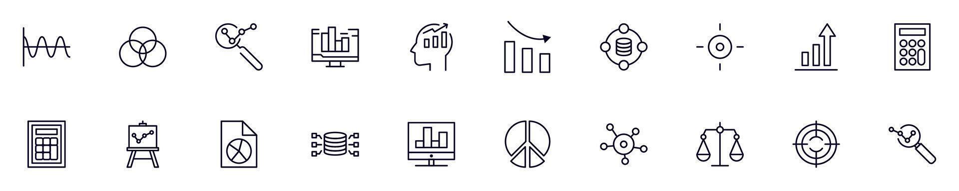 Business and analytics line icons pack. Simple outline sign and editable stroke for web sites, articles, books, apps vector