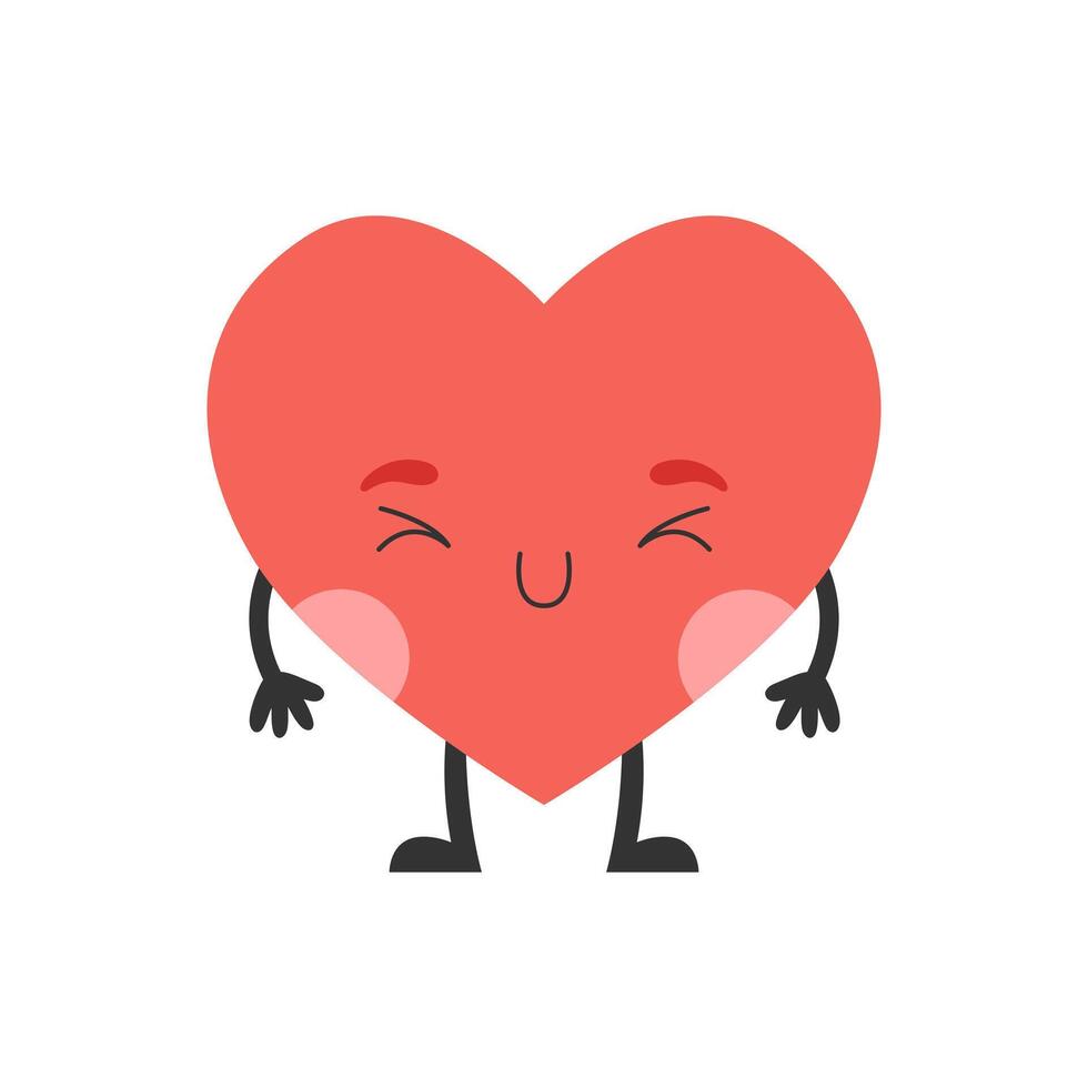 Cartoon heart character with face, hands and feet. Symbol of love. 6 vector
