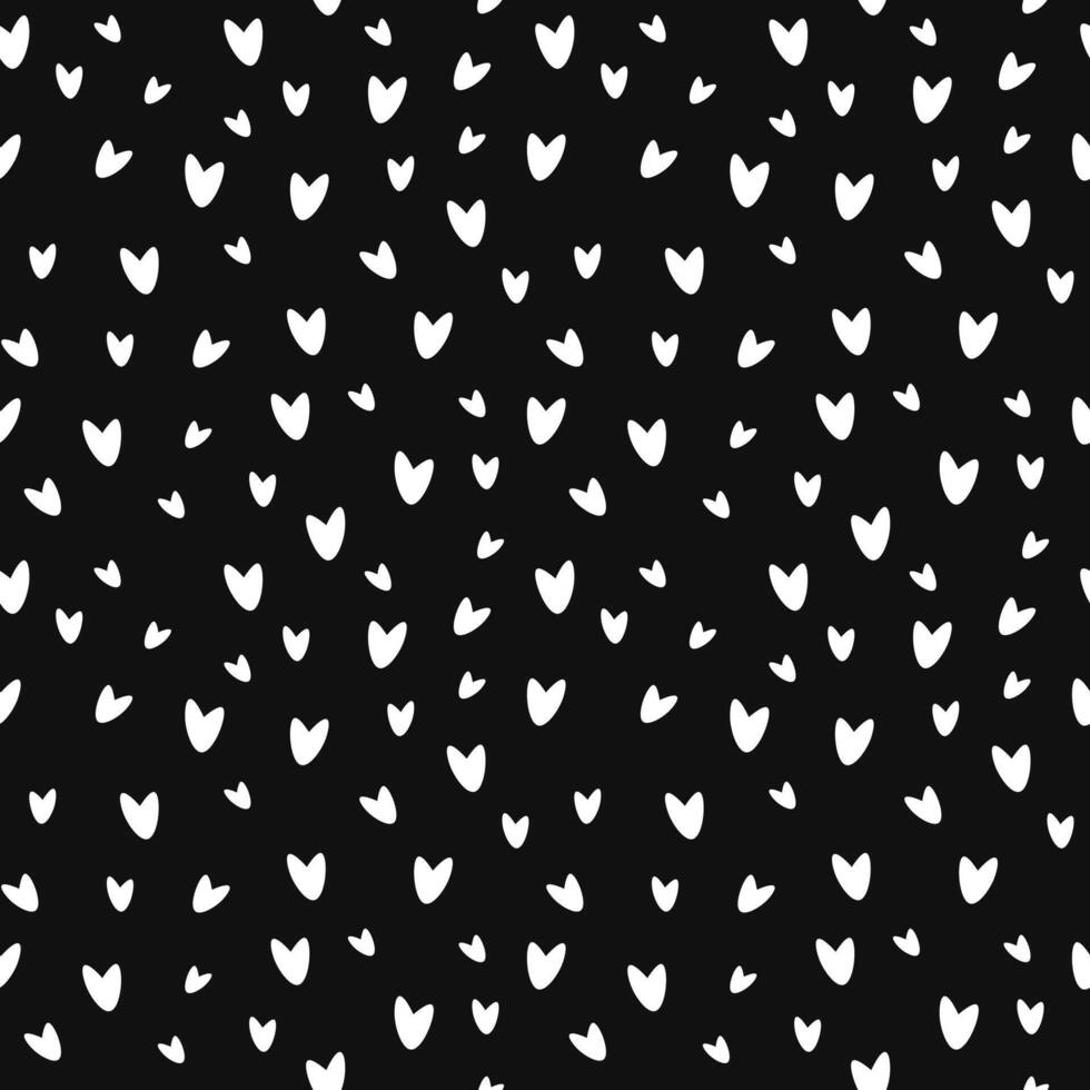 Seamless pattern with white hearts on black background vector