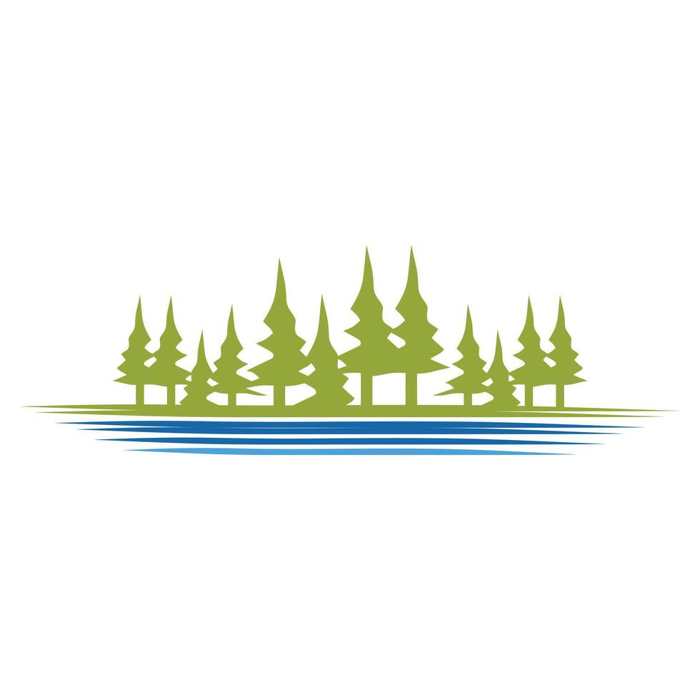 lakeview pine tree icon logo design template vector
