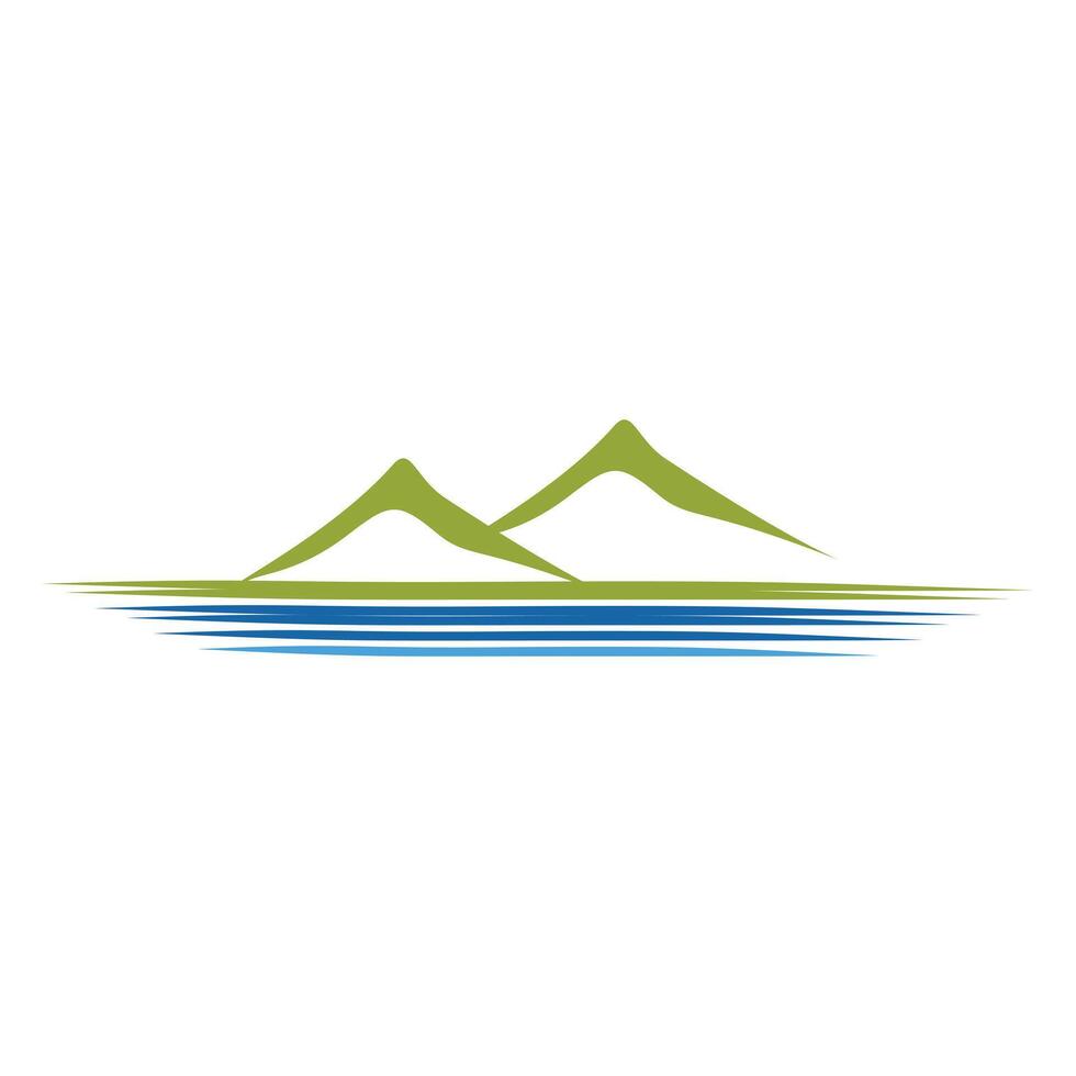 lakeview peak mountain icon logo design template vector