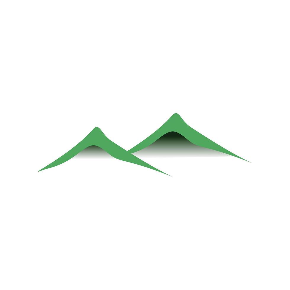 green peak mountain icon logo design template vector