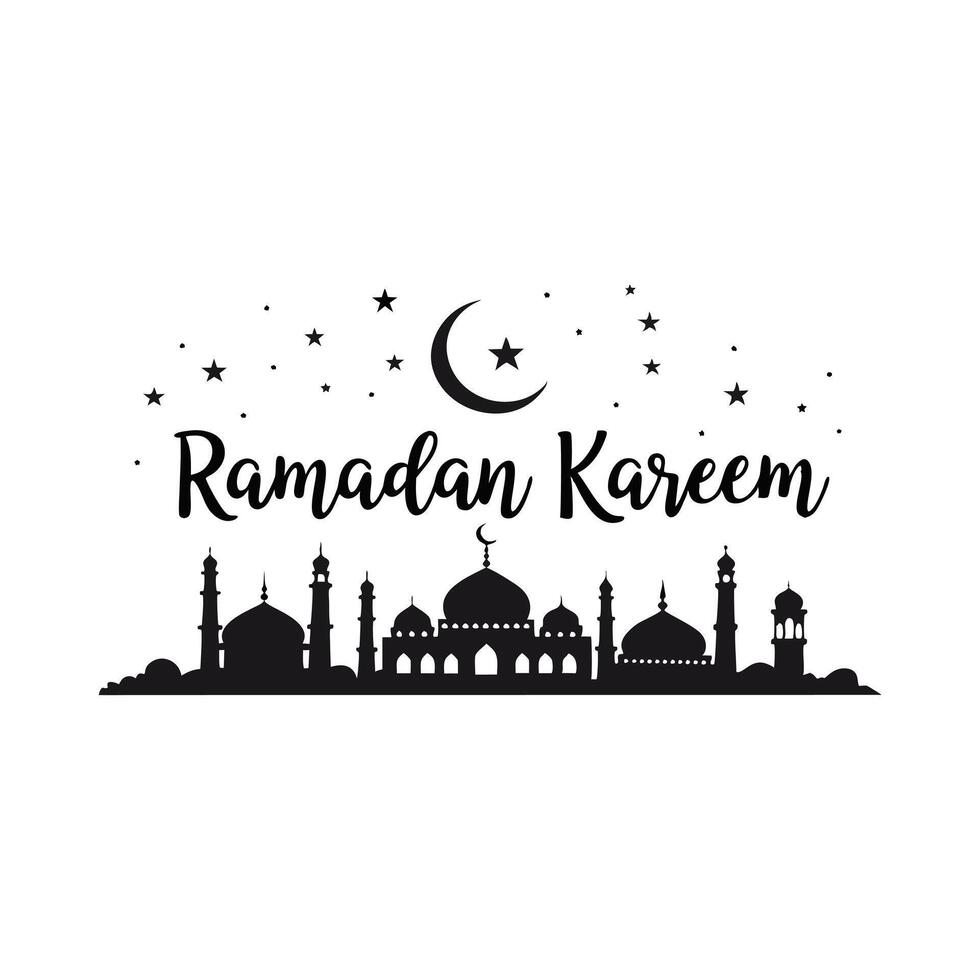 Elegant Ramadan Kareem Design with Mosque Silhouette vector