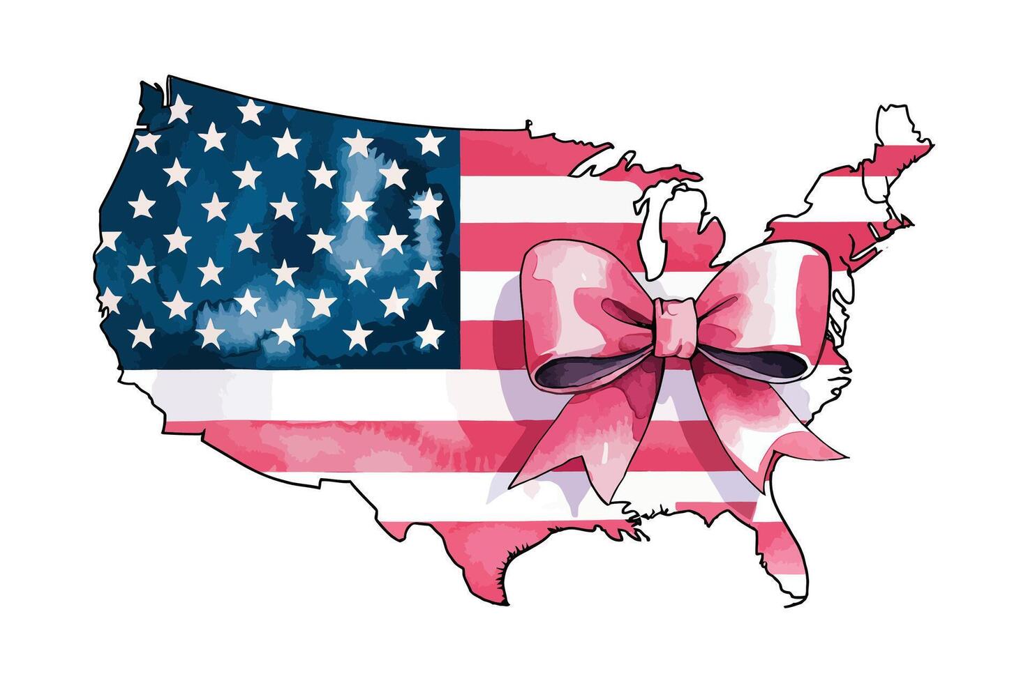 USA Flag With Bow vector