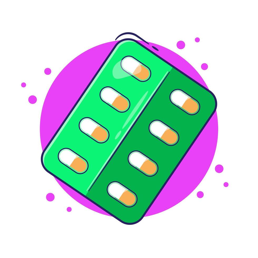 Pills or capsules strip illustration cartoon for cure the illness with flat style design concept vector