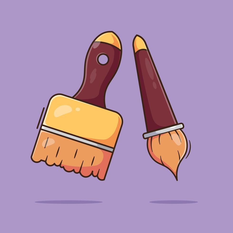 Paintbrush art cartoon illustration drawing tools equipment artist artistic school creativity with flat style concept vector
