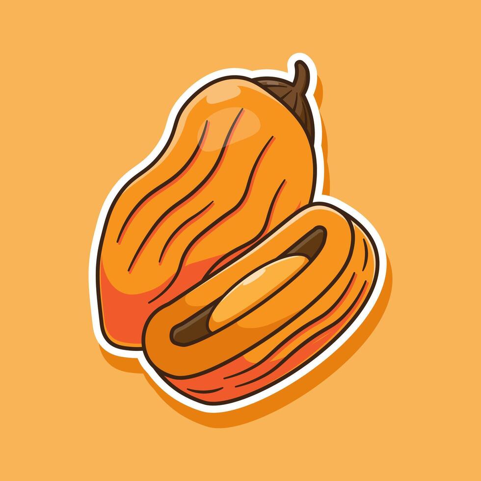 Cute cartoon dried dates fruits illustration with flat style design concept celebrate ramadhan event vector