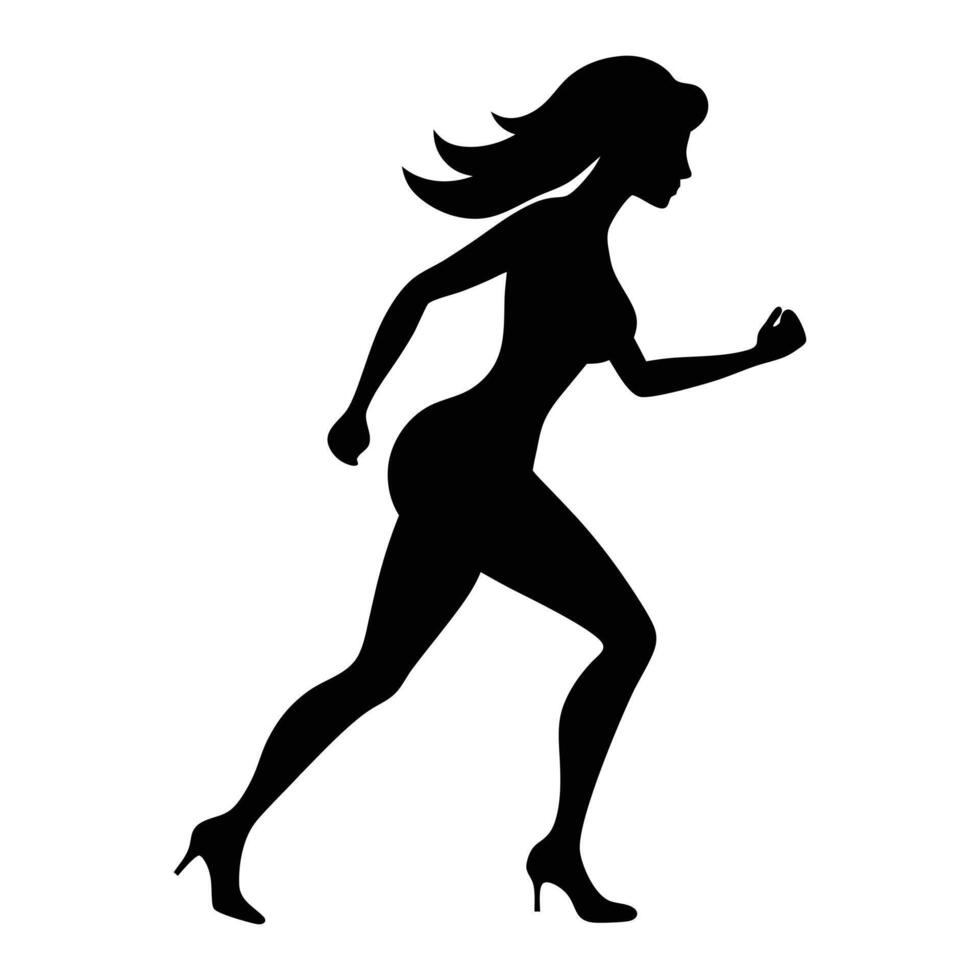 silhouette of a woman running vector