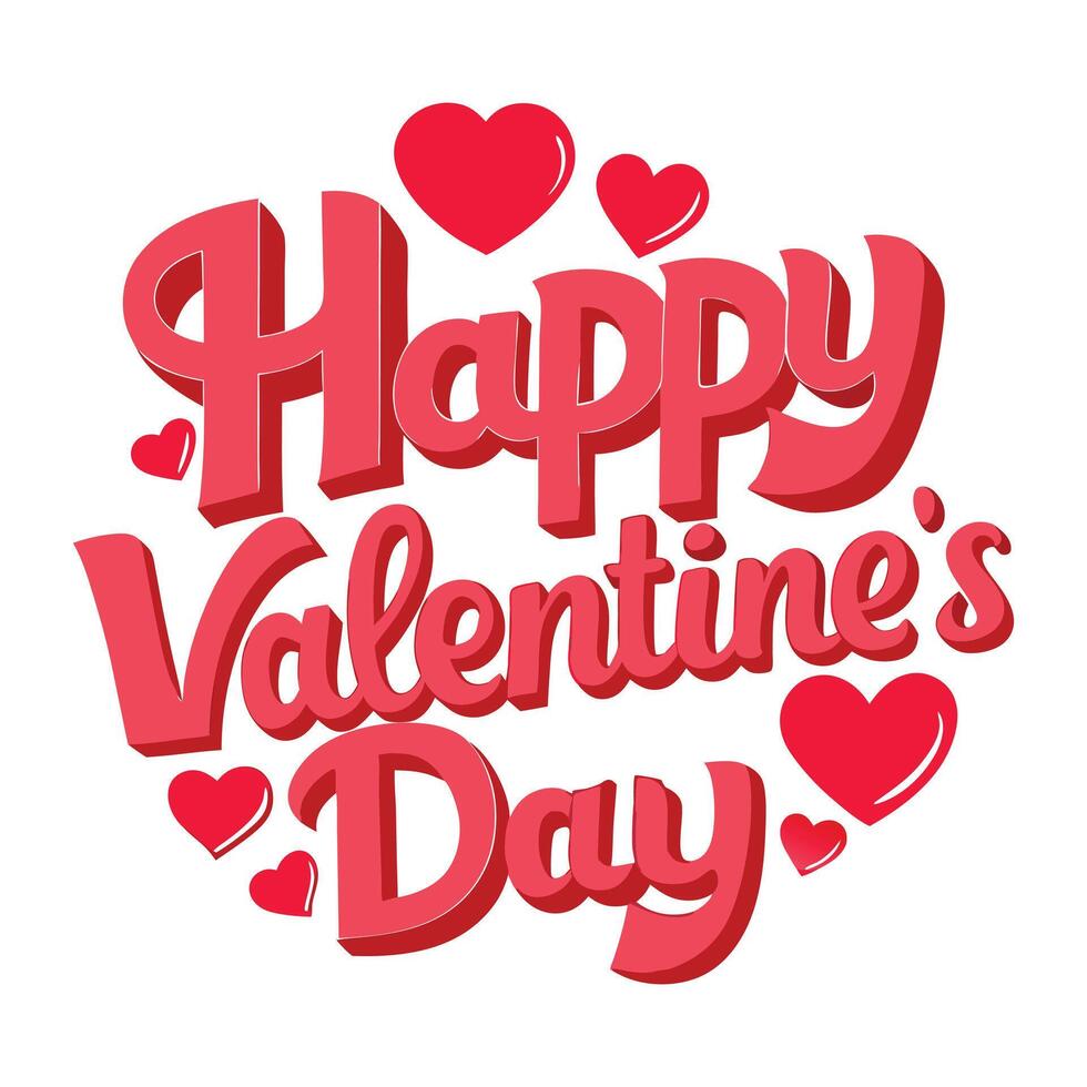 valentine's day text with hearts illustration vector