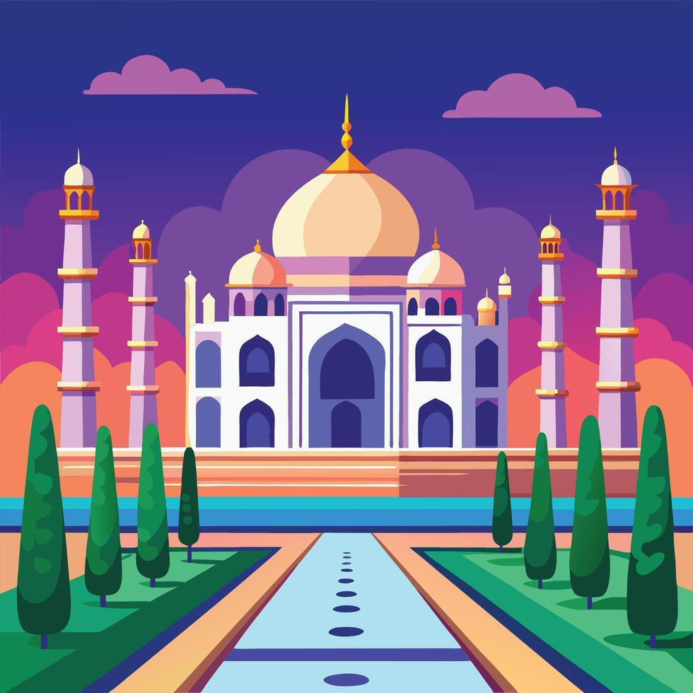 an illustration of the taj mahal in india vector