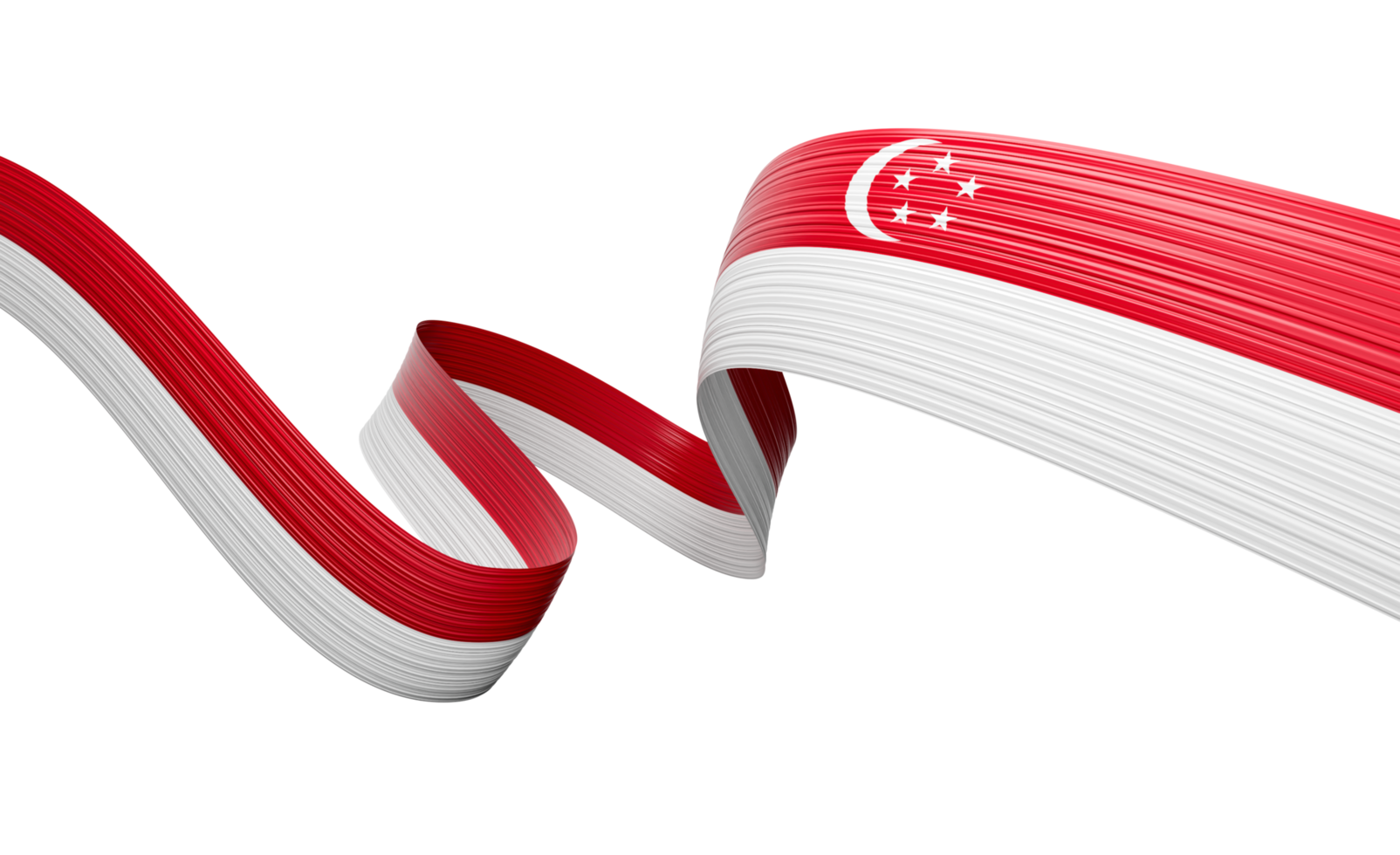 3d Flag Of Singapore 3d Shiny Waving Singapore Ribbon Flag On Grey Background 3d Illustration png