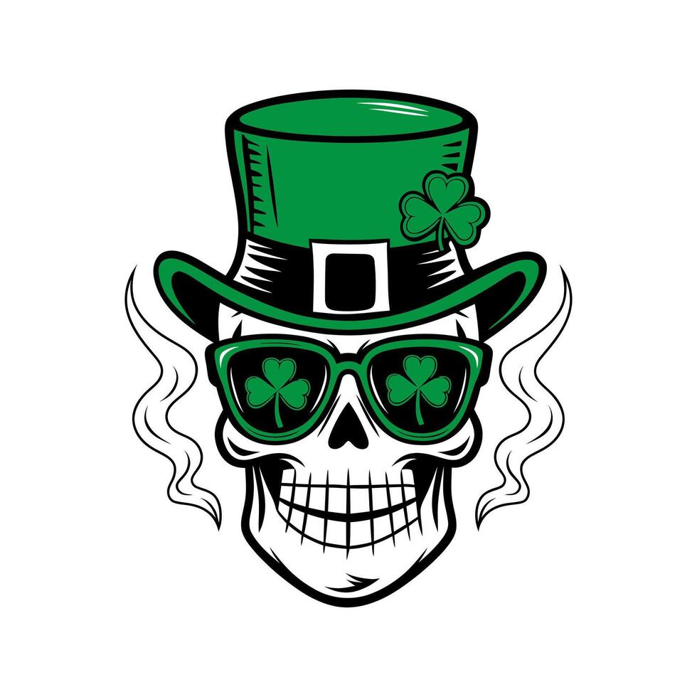 Cool skull in a leprechaun hat, ready for St. Patrick's Day vector